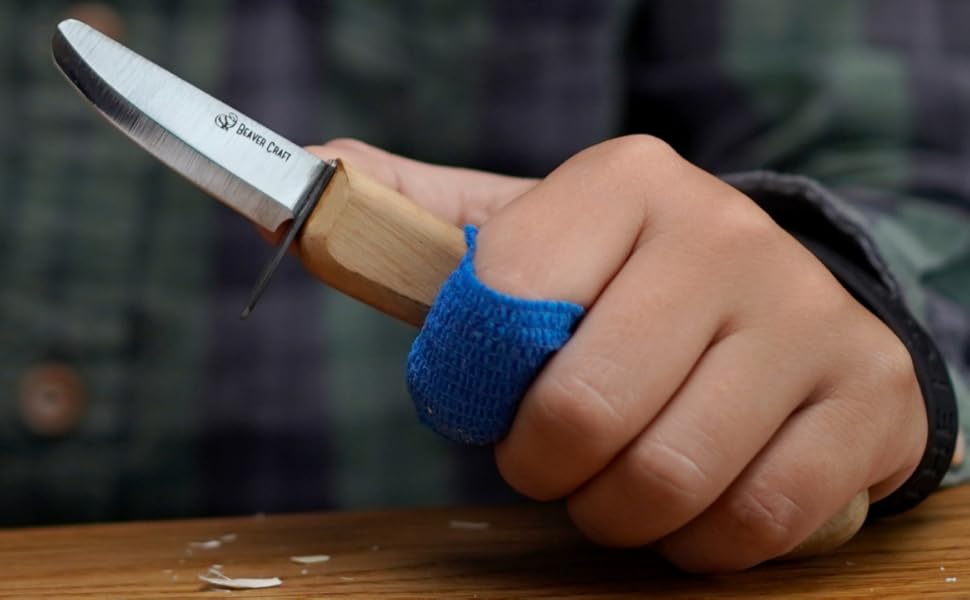 BeaverCraft Whittling Knife for Beginners C1 Kid - Whittling Knife for Kids Safety Carving Knife