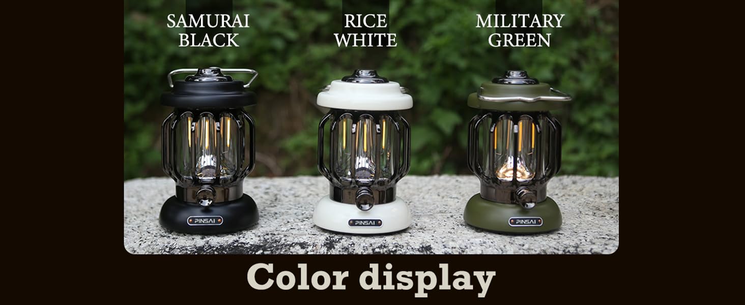 PINSAI LED Camping Lantern,Rechargeable Retro Metal Camp Light,Battery