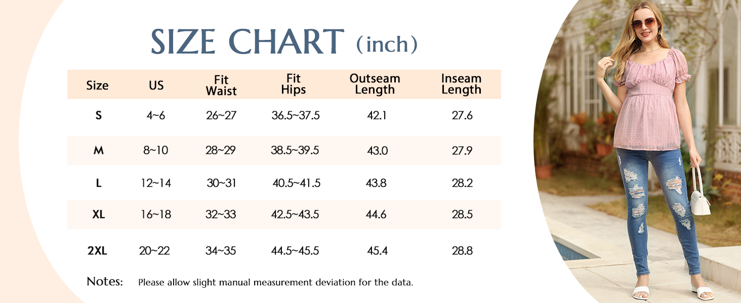 Maacie Women's Maternity Jeans Skinny Butt Lift Slim Stretch Pants Over Belly with 4 Pockets