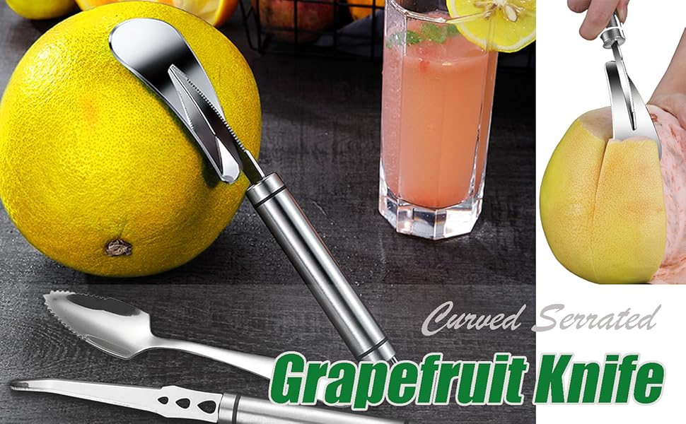 Klyuqoz Stainless Steel Grapefruit Knife, Grapefruit Knife Pack of 3, Grapefruit Knife Curved