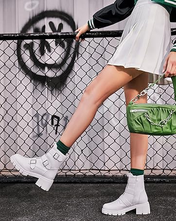White Chunky Boots for Women