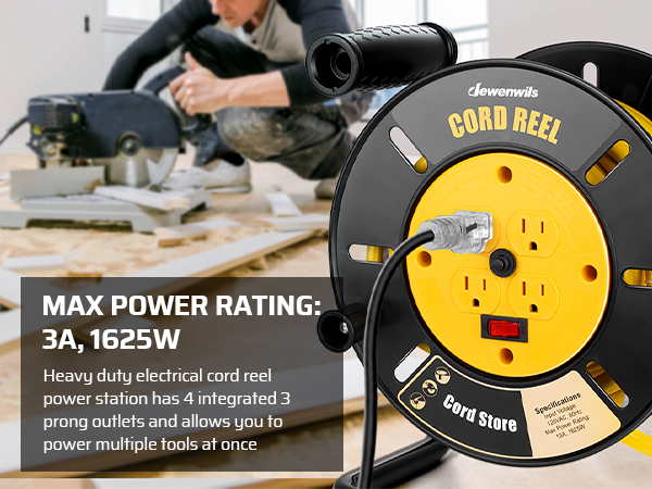 Amazon.com: DEWENWILS Extension Cord Storage Reel with 4