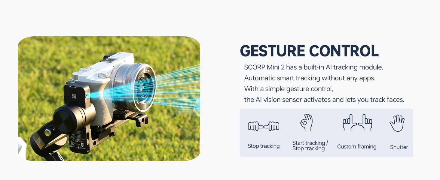 SCORP Mini 2 has a built-in AI tracking module. Automatic smart tracking without any apps.