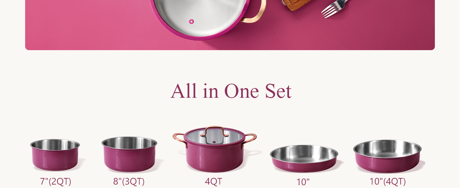 All in One Set - Frying Pan/Saute Pan/Sauce Pan/Casserole