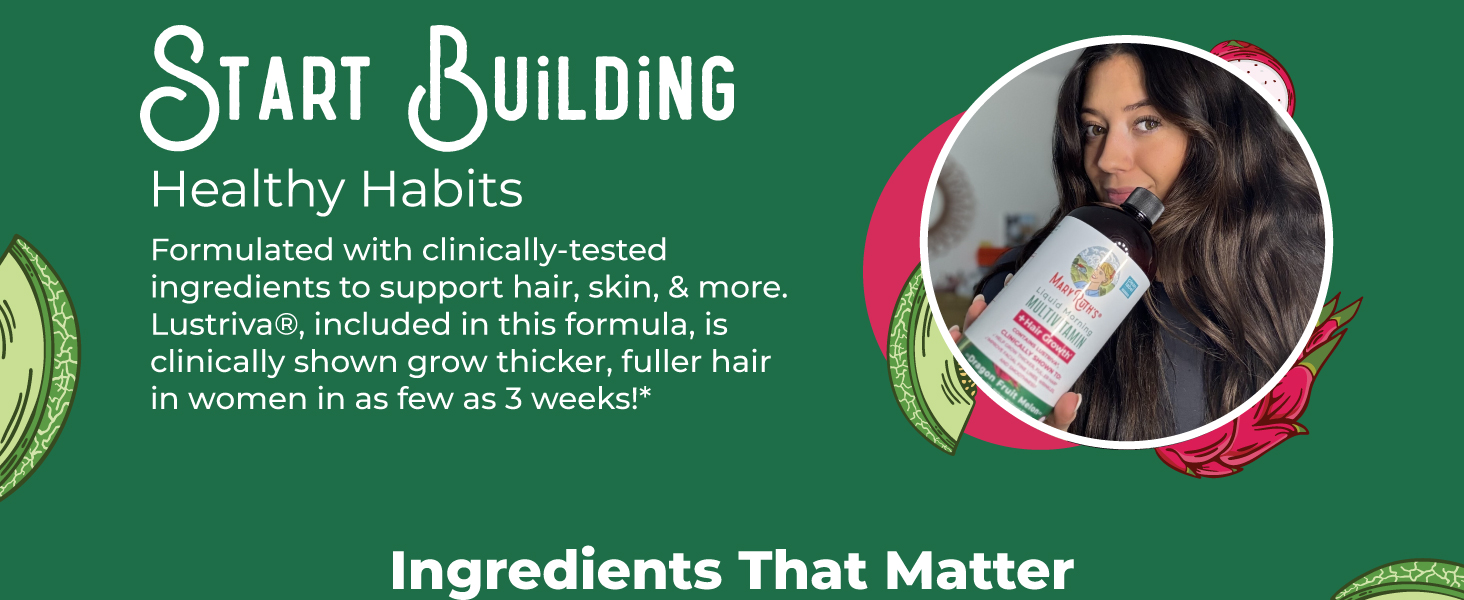 Liquid Morning Multivitamin + Hair Growth, Dragonfruit Melon, 15.22 fl oz