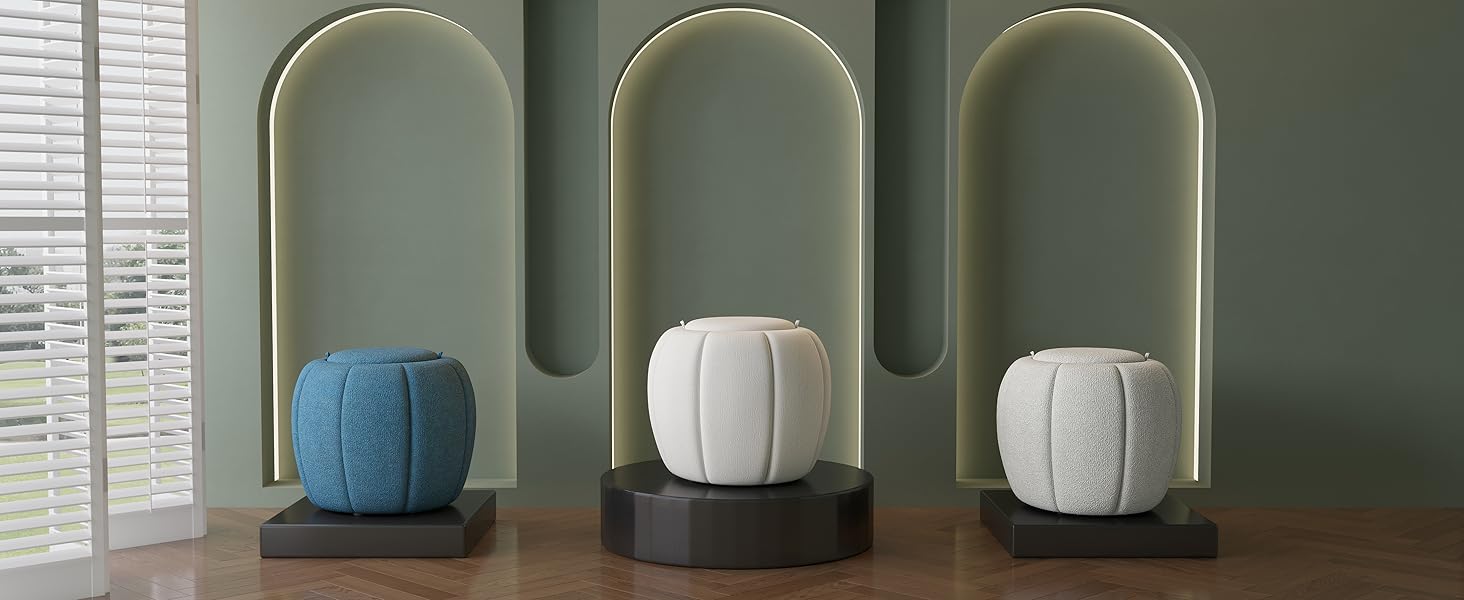 allamazing Storage Ottoman, Round Ottoman with Storage