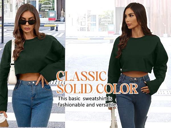 トップス Flight Mode Cropped Pullover LCXWFE Womens Fall Cropped Sweater Casual Long Sleeve Crew