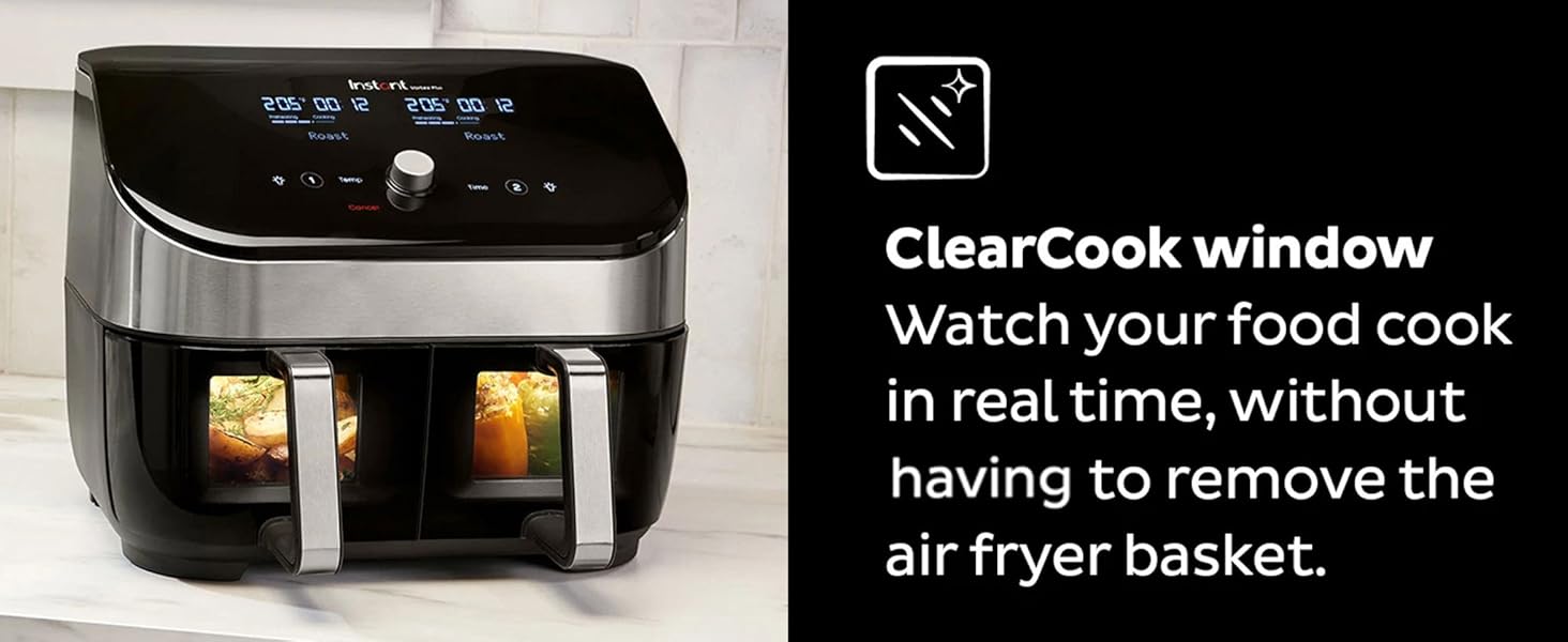 Instant Vortex Plus Dual Basket with ClearCook 7.6L Digital Health