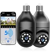 Light Bulb Security Camera 2Pack 5G& 2.4GHz WiFi 2K Security Cameras Wireless Outdoor Motion Dete...