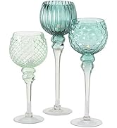 Spectacular Cape Cod Long Stem Candle Holders, Set of 3, Shades of Sky Blue, Quilted, Dimple, and...