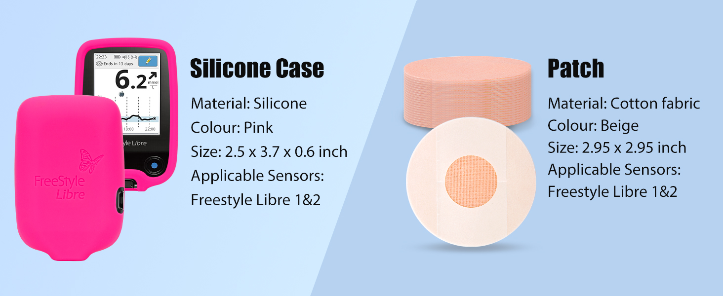 The silicone case for Libre 2 reader diabetic sensor covers with Adhesive Patches