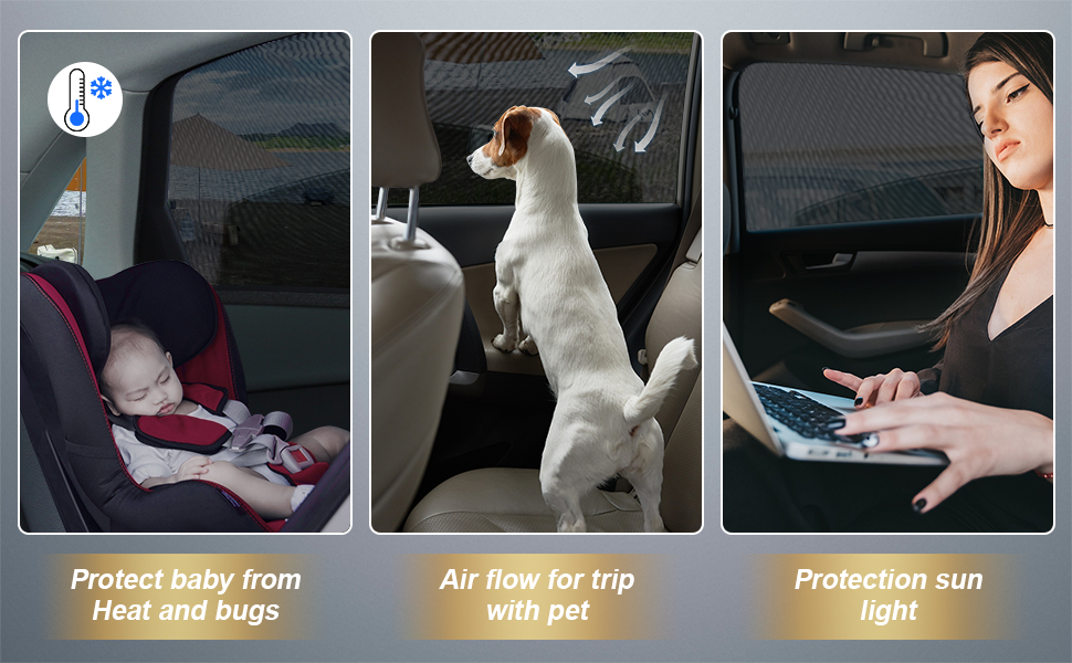 Car Window Shade Baby, Sun Shade Screen for Rear Window Cover 4Side