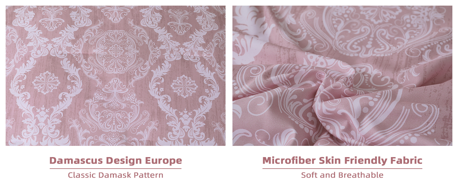 WONGS BEDDING Comforter Set King Size, Pink Damask Texture