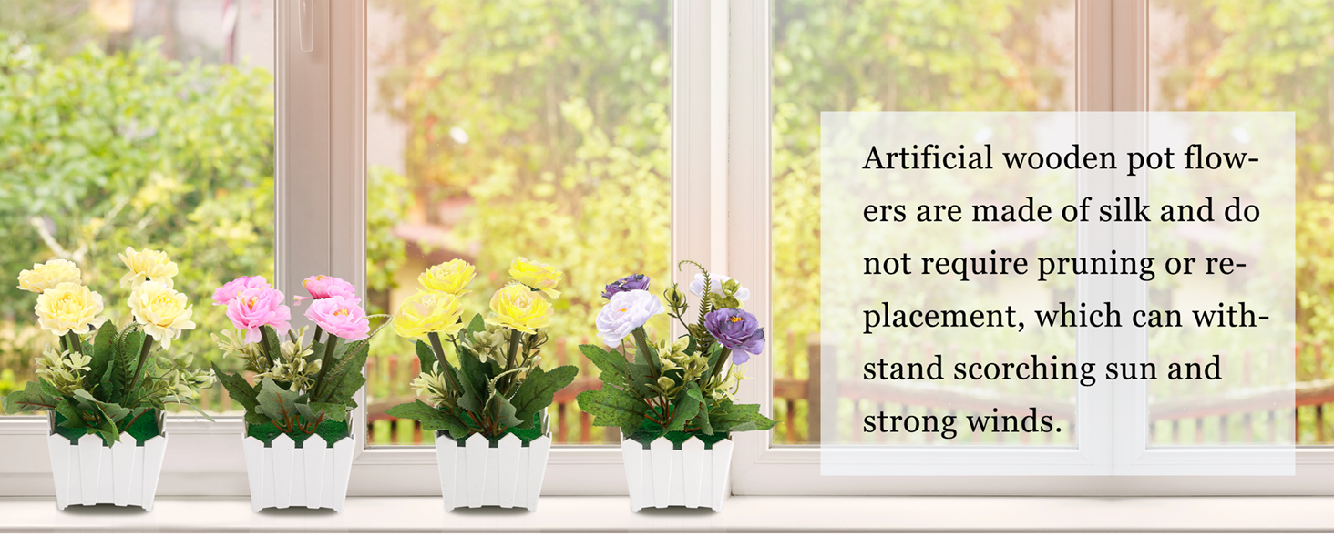 Omldggr 4 Pack Potted Fake Plant Artificial Peonies, Fake