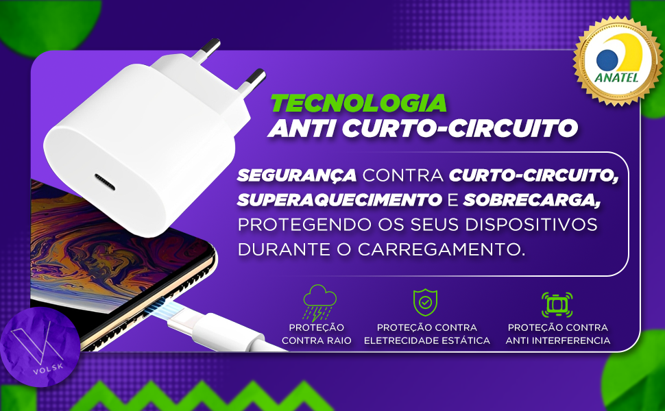 Cabo Usb-C-Lightning + Fonte Carregador 25W Turbo Compatível iPhone
