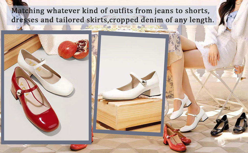 y.n様×4 Amazon.com | YDN Women Pearl Buckle Closed Toe Mary Janes