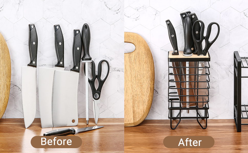 LINFIDITE Knife Block Holder Universal Kitchen Knife