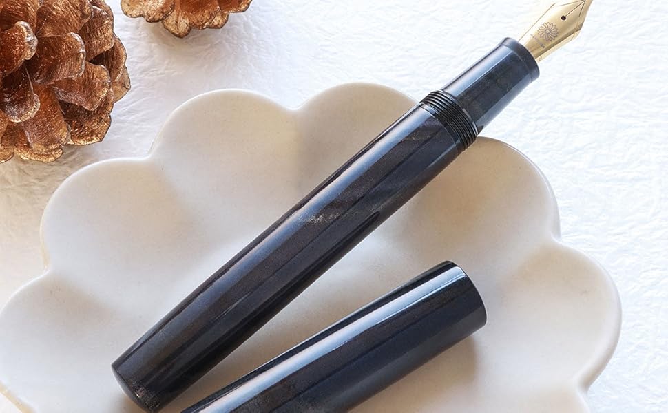 WANCHER 万年筆 マーブルパープルグレー F細字 峰万年筆・マーブルパープルグレー Fountain Pen | ワンチャー