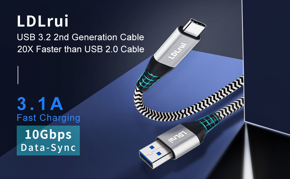 USB C Cable 10Gbps Data Transfer 6ft, LDLrui USB 3.2 Gen 2 High Speed