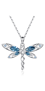 Sterling Silver blue dragonfly necklace