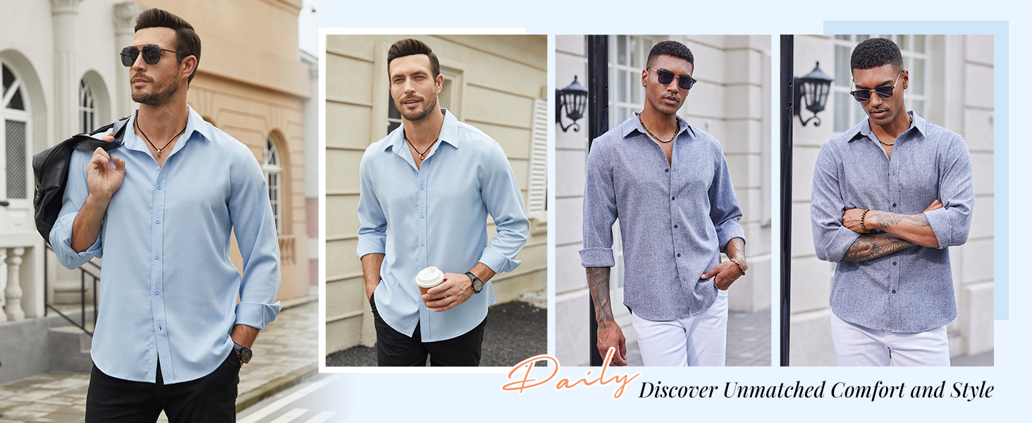 COOFANDY men long sleeve shirt