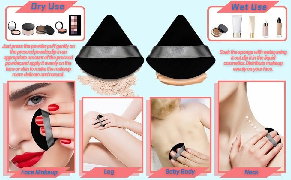 Powder Puff,Triangle powder puff 8 Pieces Pure Cotton Makeup Powder
