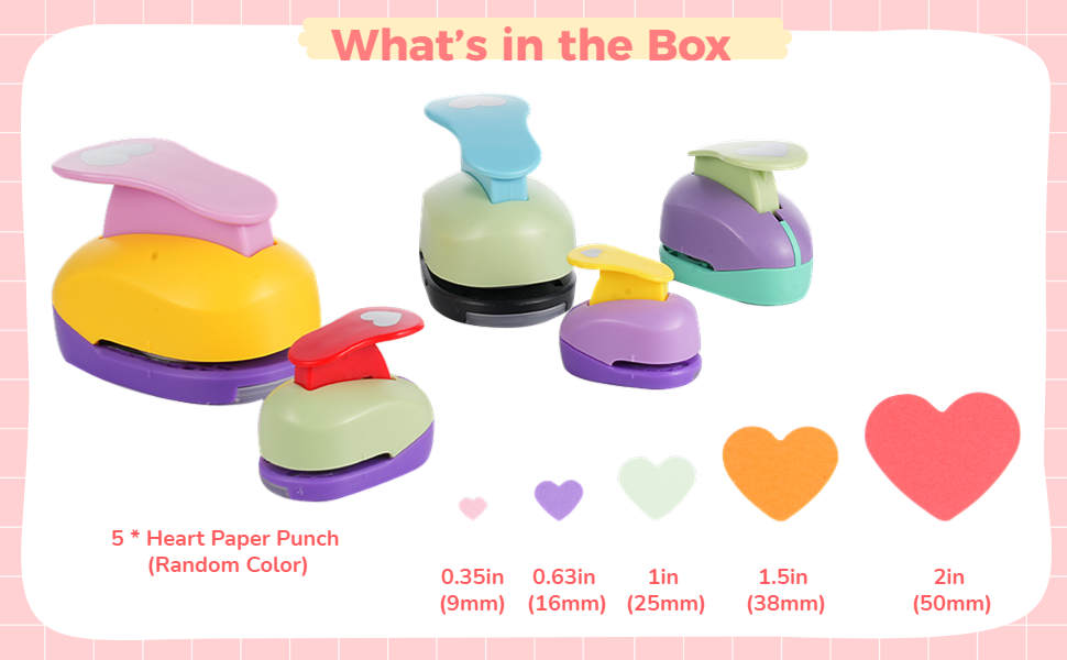 joyibay 5 PCS Heart Paper Punches, Heart Lever Action
