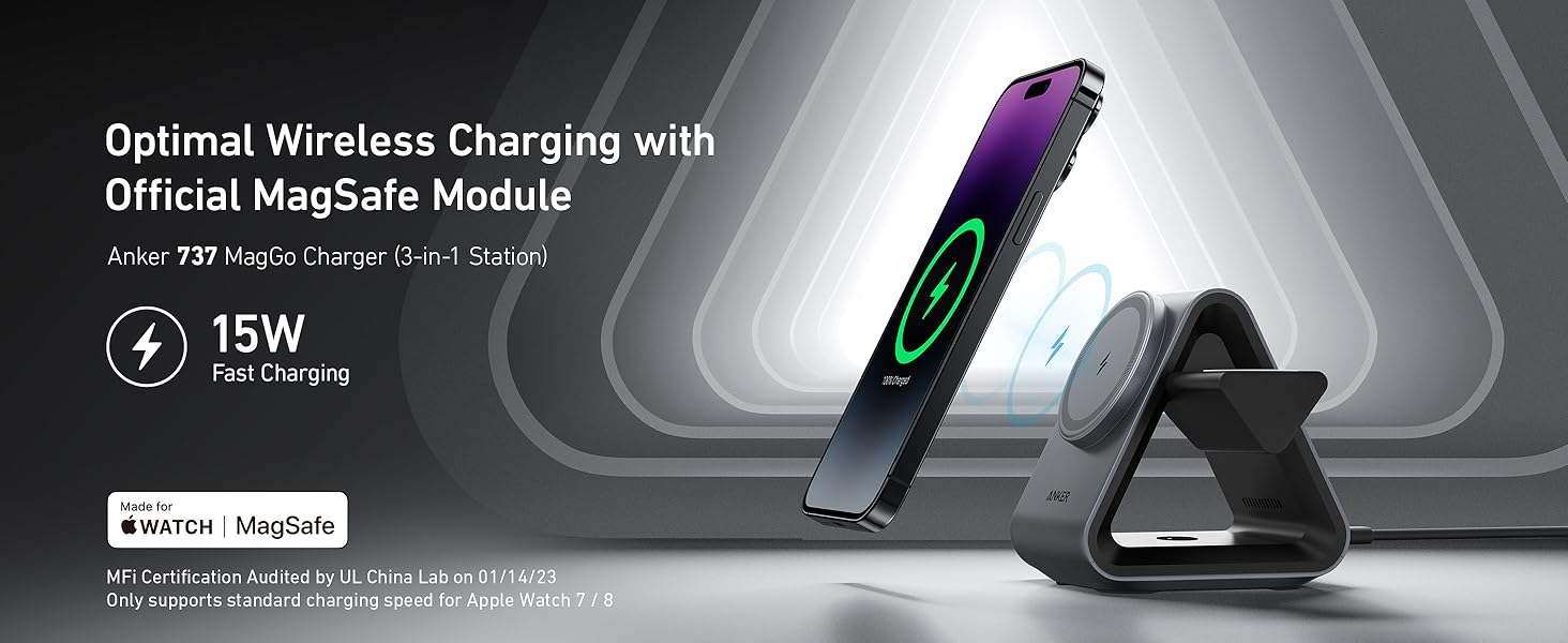 Anker MagSafe Charger Stand, 737 MagGo Charger, 3in1