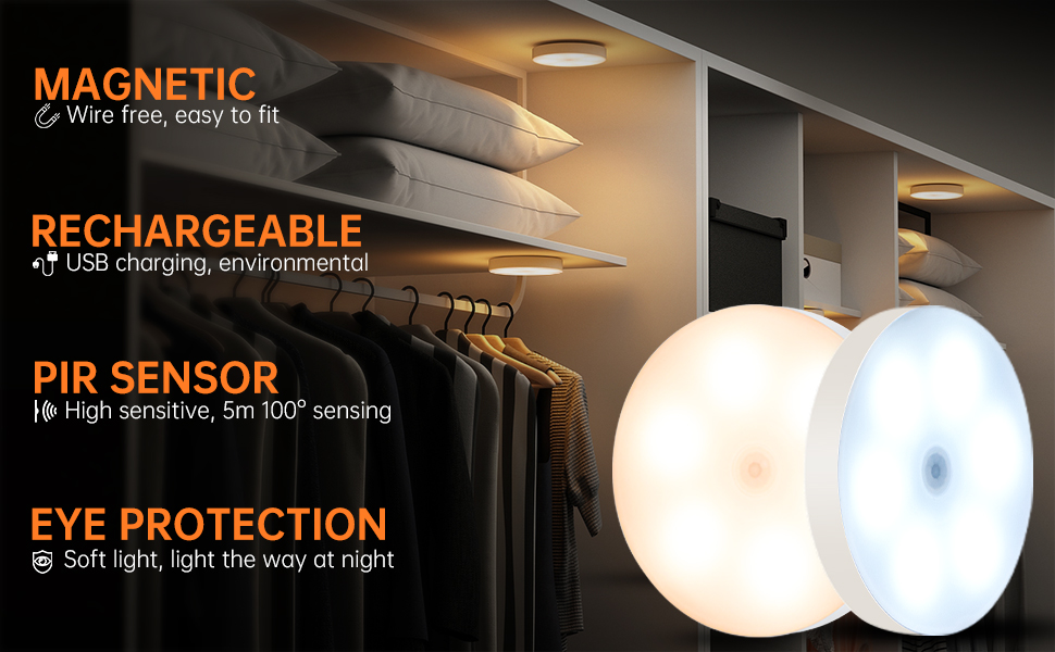 Tomosu Motion Sensor Lights Indoor, Rechargeable Led Stair Lights