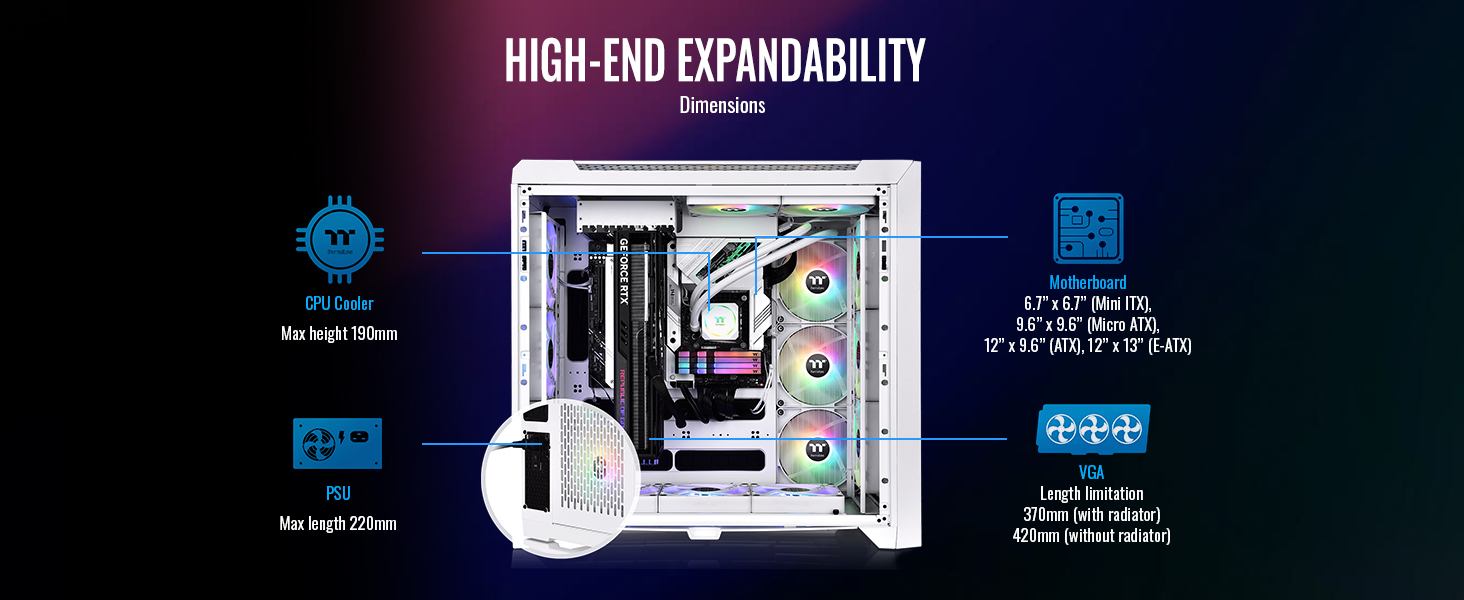 Thùng Máy Tính Thermaltake Thermaltake CTE C750 TG 19 CTE C750 TG ARGB Snow Full Tower Chassis