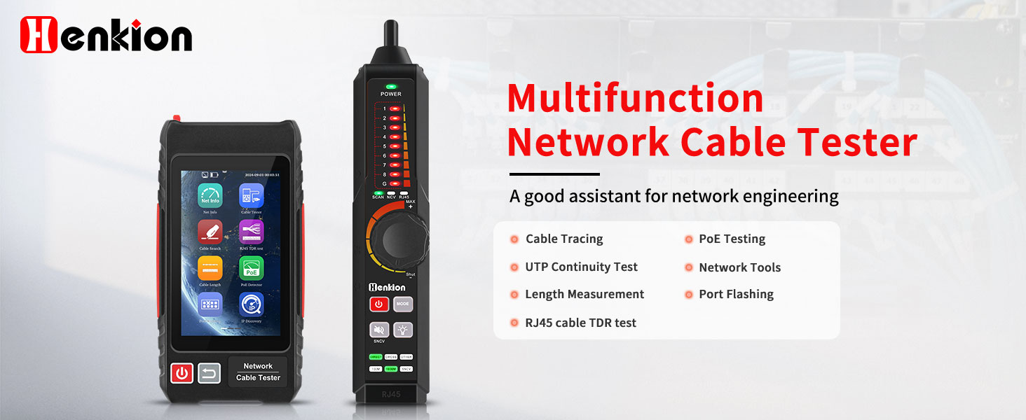 Henkion Network Cable Tester - UTP Tracer & POE Detector -12 Henkion Network Cable Tester - UTP Tracer & POE Detector -12