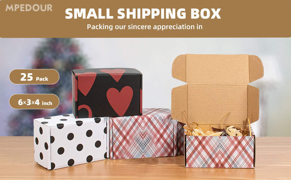 Small Shipping Boxes 25 Pack 6x4x3 inch, MPEDOUR Cardboard