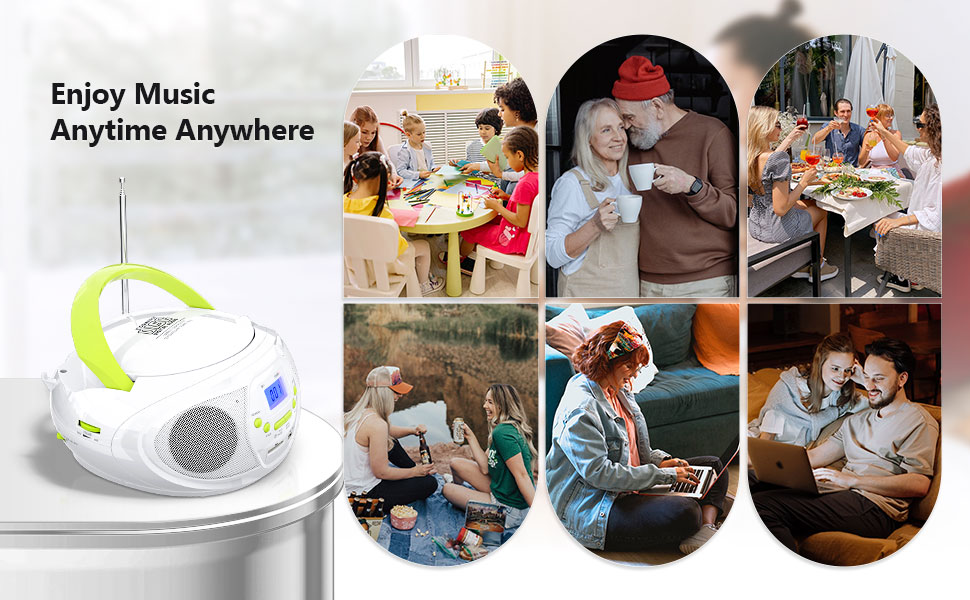 Amazon.com: YOWGULF Portable CD Player Bluetooth Boombox Speaker with ...