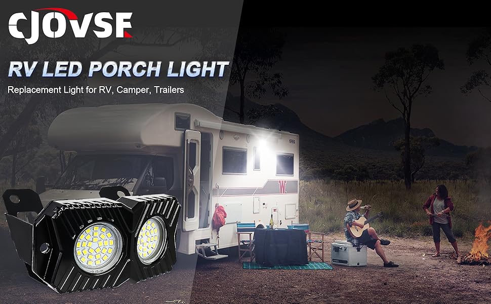 CJOVSE RV Light Exterior, 12V LED RV Porch Light Exterior