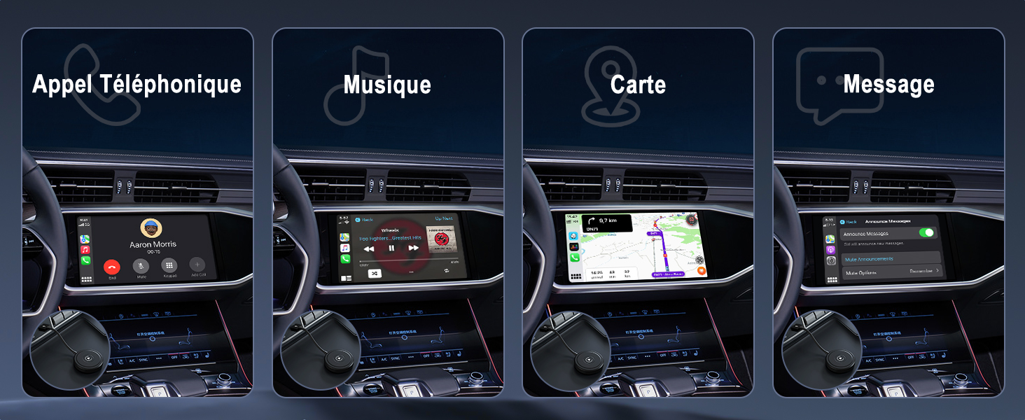Anytrox CarPlay sans Fil Adaptateur pour iPhone, Adaptateur CarPlay sans Fil Convertit CarPlay