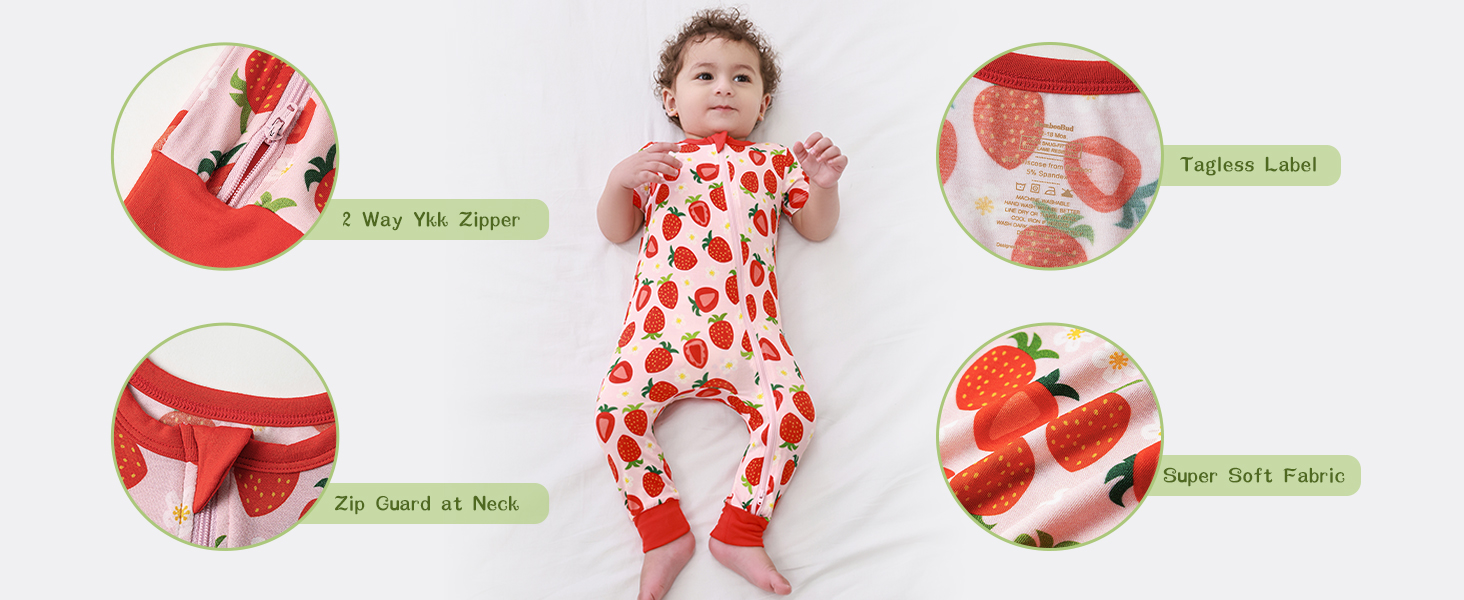 boy's girls footied pajamas short sleeve one-piece romper pjs cotton newborn nightwear for babies
