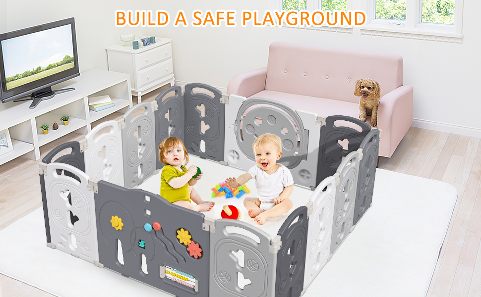 Baby Playpen, Amictoy 14 Panels Foldable Playpen for