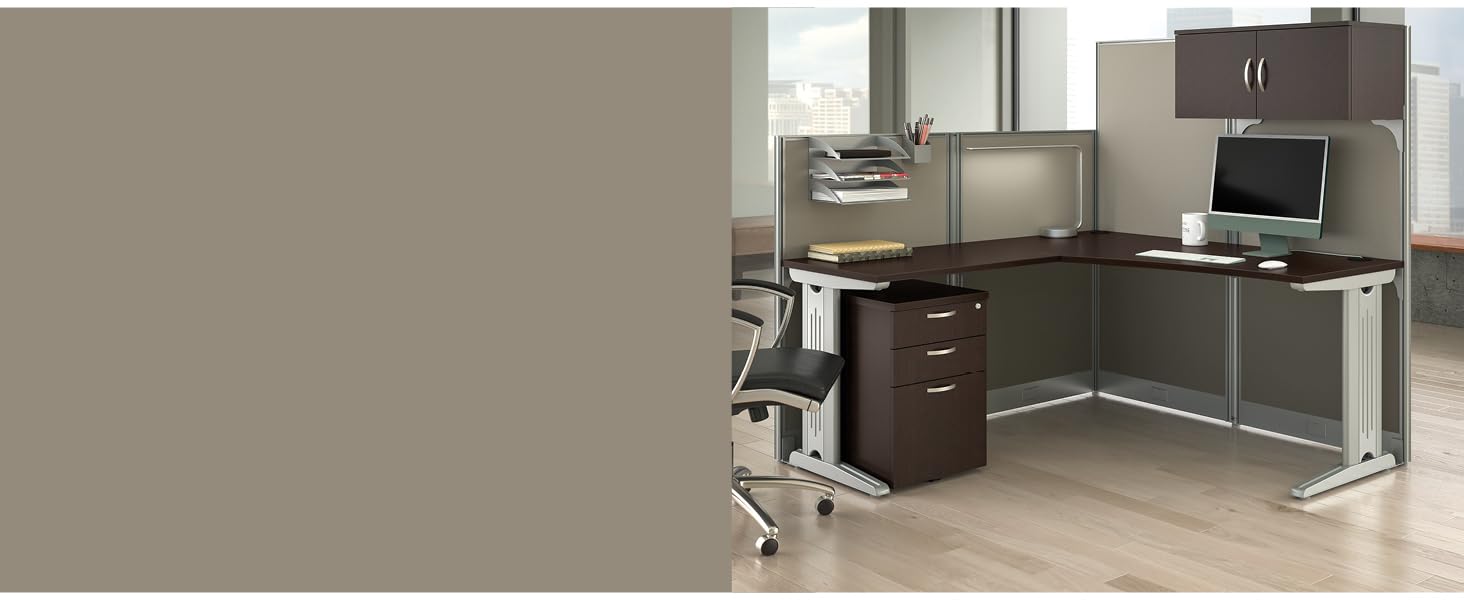 Bush Business Furniture Office in an Hour L Shaped Cubicle