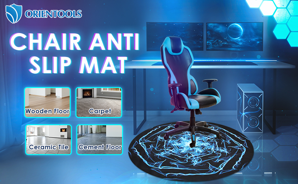 ORIENTOOLS Gaming Chair Mat for Carpet 120 cm Round, NonSlip Office