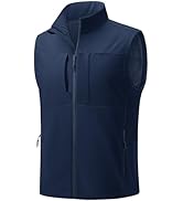 TACVASEN Men's Windproof Lightweight Vest Waterproof with Pockets Softshell Sleeveless Fleece Jac...