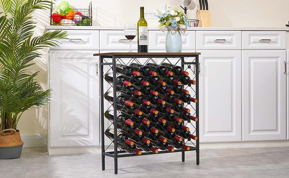 Honiter 40 Bottles Floor Wine Rack with Wood Top