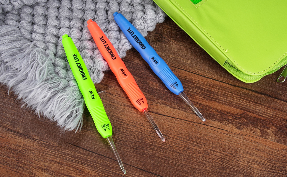 9PCS Lighted Crochet Hooks with Storage Bag, LED Crochet