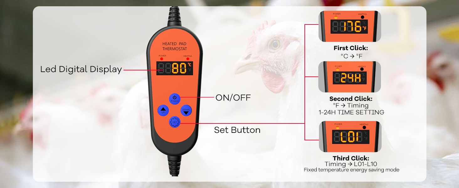 JISSBON Chicken Coop Heater, 120W Energy Saving Double