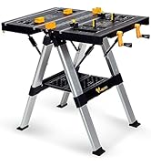 WORKESS Portable Workbench & Sawhorse, 440Lbs/1000Lbs Capacity Heavy Duty Folding Work Table, 21....