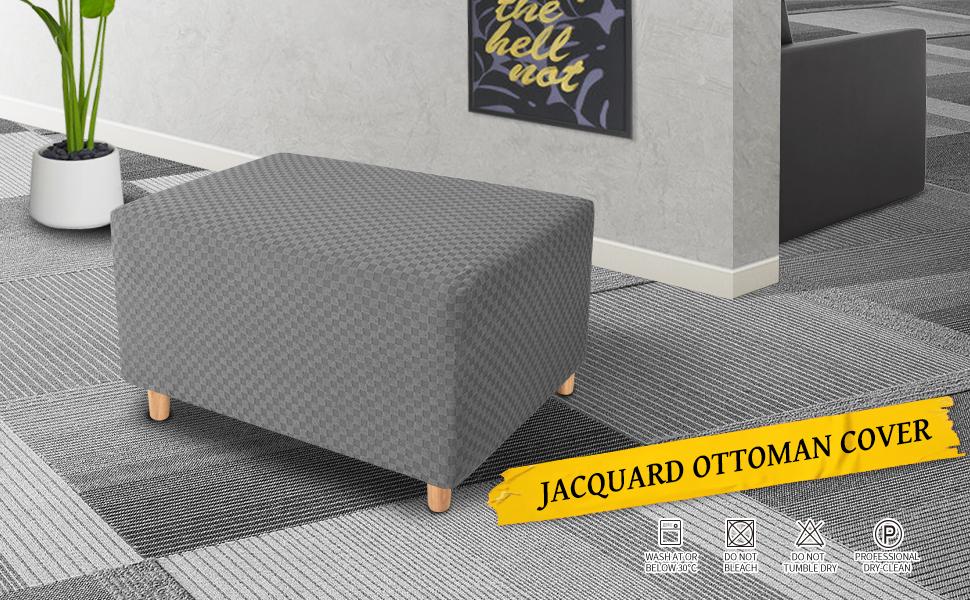 YEMYHOM Ottoman Cover Latest Jacquard Design High Stretch