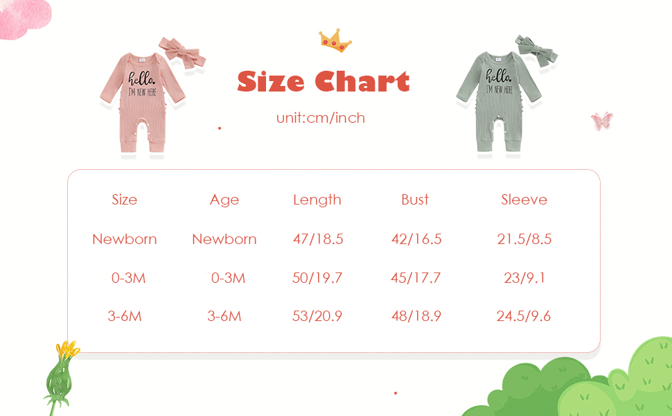 Im New Here Newborn Outfit Girl Long Sleeve Letter Romper Ribbed Knit Jumpsuit Coming Home Outfit