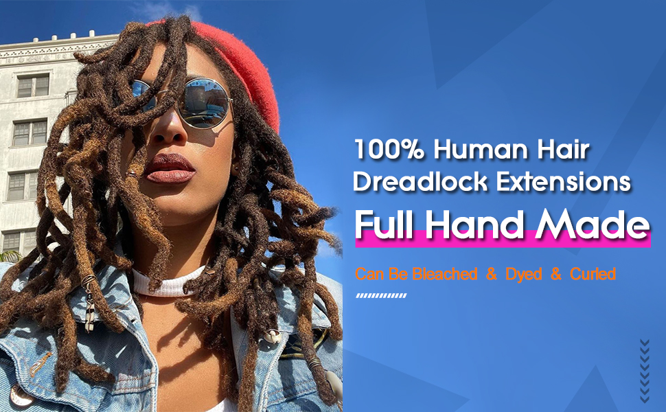 JISHENG dreadlock extensions human hair loc extensions handmade locs soft locs for men kids women