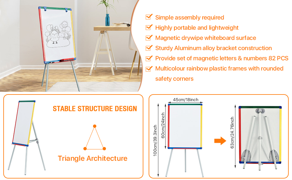 MAKELLO Whiteboard Kid Easel Dry Erase Board for Teacher Homeschooling with
