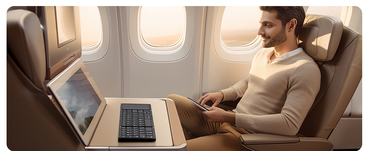 Foldable Bluetooth Keyboard with Trackpad, Full-Size Portable Pocket-Sized Wireless Travel Keyboard