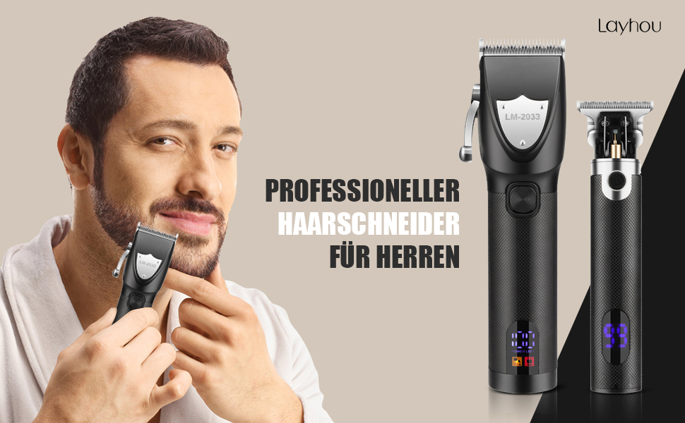 Haarschneidemaschine Profi und TKlingen Trimmer Set, Kabelloses Friseur Haarschneidemaschinen